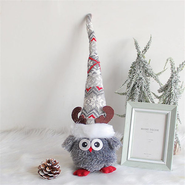 Sarjakuva Pöllö Pehmolelut Neulotussa Yömyssyssä Koriste Fuzzy Nukke Gray
