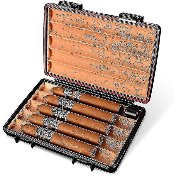 Cigarr Humidor Cedar Wood Portable Travel Case Rymmer 5 cigarrer