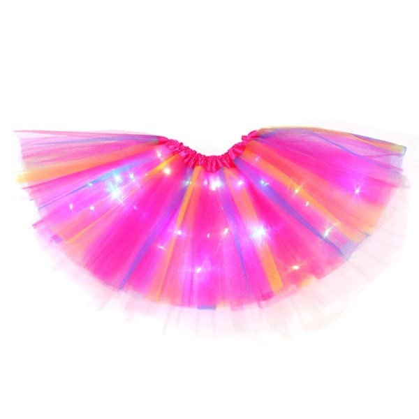 Lysende LED Tutu Nederdel Til Piger 2-12 År, Elastisk 3-Lags Lys Prinsesse LED Danse Nederdel
