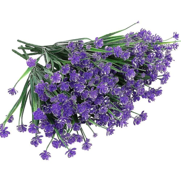 8 buntar utomhus konstgjorda falska blommor buskar Uv-resistenta växter Faux plast grönska Purple