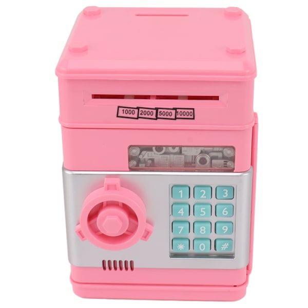 2 Lägen ATM Spargris Digital Elektronisk Papperspeng Mynt Säkert Skåp Sparbox med 7 Musikspår för Barn Rosa 0.7