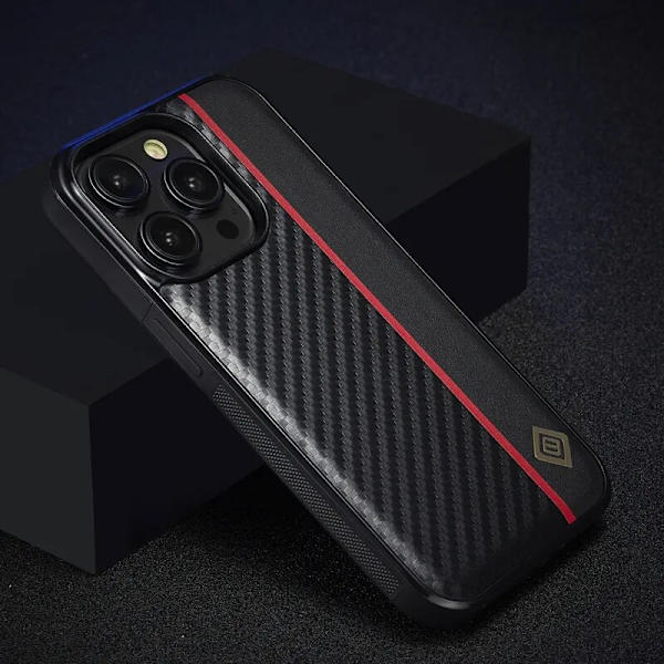 Ultratunt Kolfiberläderfodral För iPhone 15 Plus Stöttåligt Mobilskal