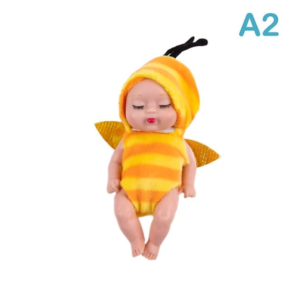 Söpö Eläin Vauvanukke 3,5 tuumaa Hirvi/mehiläinen/karhu Nukkuva Vauva Simuloitu Uudestisyntynyt Nukkelelu Yellow A4