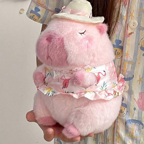 Gul Anka Badring Capybara Plyschleksak Strandkläder Fylld Docka Rosa Pink 40CM