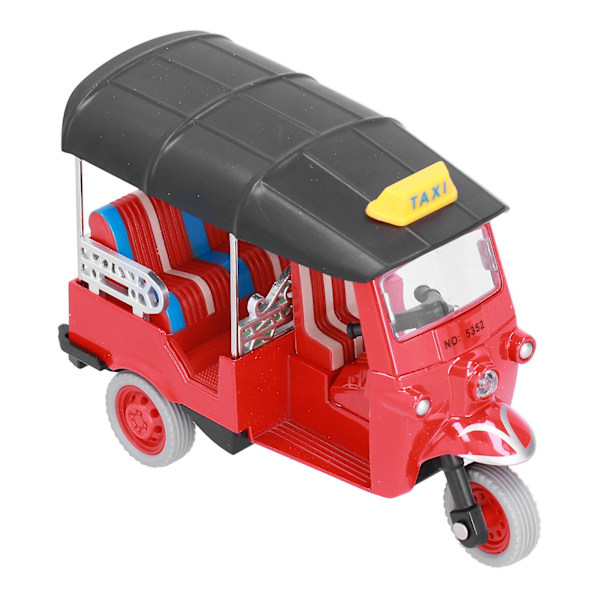 Vedettävä thaimaalainen kolmipyöräsimulaatio, metalliseos Tuk Tuk -automalli, lasten ajoneuvolelu, punainen