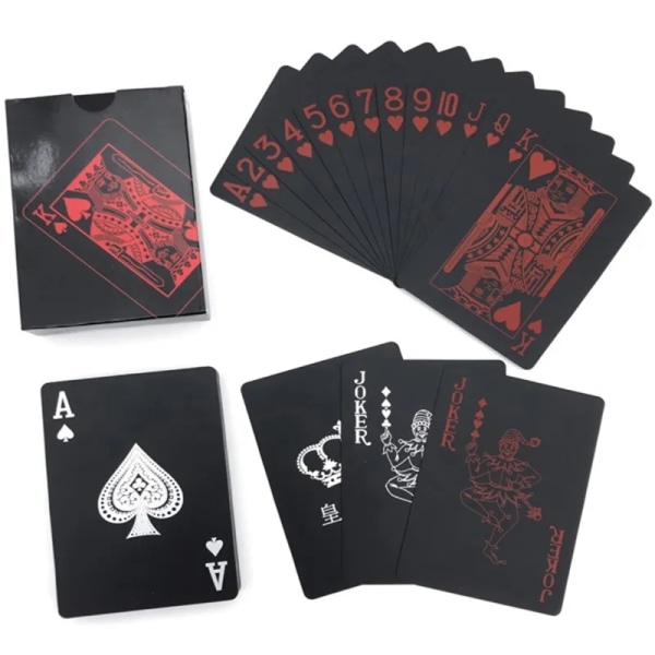 Svart guld spelkort pokerspeldäck blå Silver poker kostym Plast Magic Vattentät kortlek Magic Water Gift Collection Black-Red