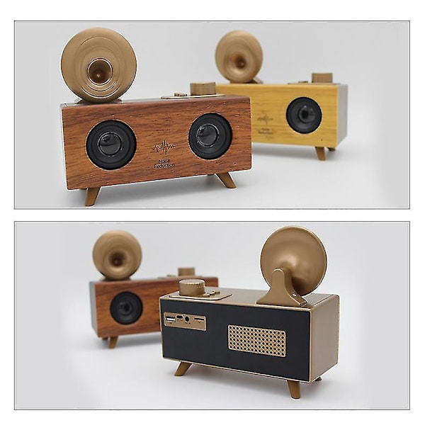 1 stk. Bluetooth-højtaler, B6 Træ Retro Trådløs Bluetooth-højtaler Radio Bærbar Udendørs Desktop Lille Audio Subwoofer, Dobbelte højtalere, Kompatibel Wi