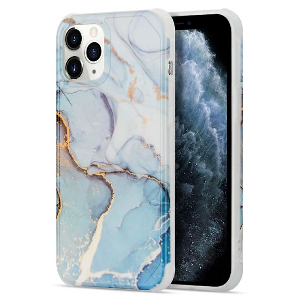 Reptåligt, Stöttåligt, Ljusblått Imd Marmormönster Tpu Skal För Din Apple Iphone 13 Pro Max 6.7 Tum