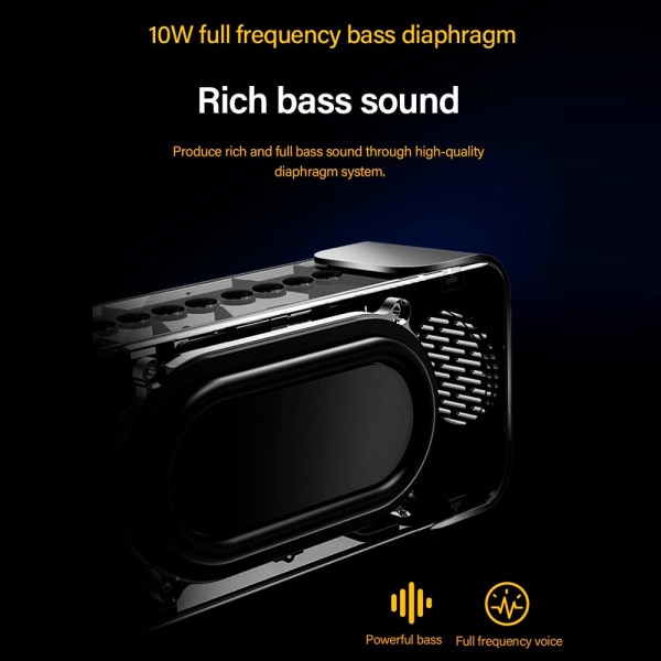 L022 Trådlös BT-högtalare Bärbar Trådlös Stereohögtalare Subwoofer Ljudspelare med Dual Screen Alarm Gold-högtalare