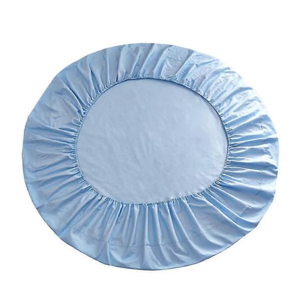 Ensfarvet 100% bomull rundt laken med elastikk Sky Blue