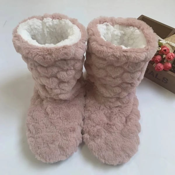 Vinter Damtofflor Skor Vinter Par Golvstrumpor Vuxen Halkfri förtjockning Sammet Inomhusdans High-Tube Tofflor deep pink 43-44