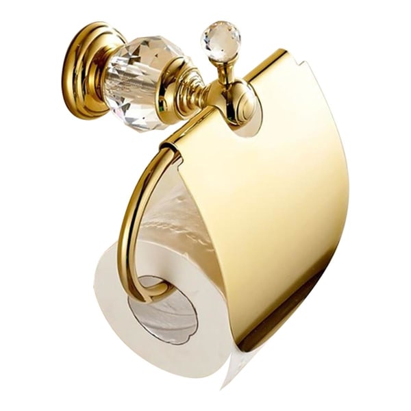 Kristallpappershållare solid mässing guld toalettpappershållare pappershållare organisation toalettsits toaletttillbehör | Pappershållare (guld)