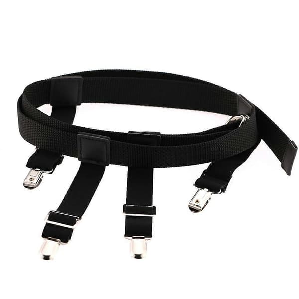 Elastisk unisex-belte med strømpeholdere og bukseklips Black