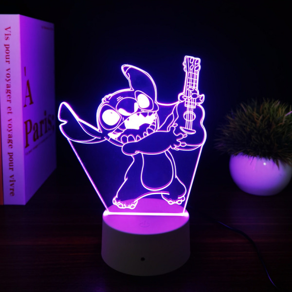 Cartoon Stitch Figurine 3D LED-ljus Barn LED-nattljus USB LED-bordslampa för sovrumsdekoration Julpresent white