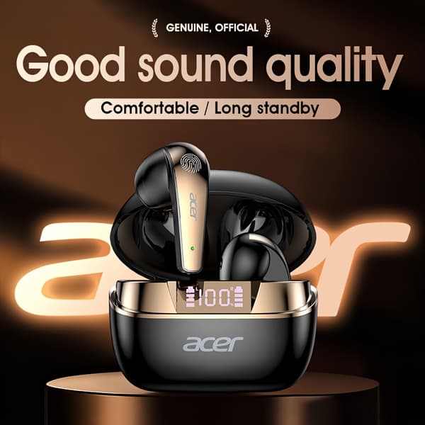 [Ægte Acer Brand] TWS trådløse øretelefoner, Hi-Fi High-Definition Decoding 【Sort】