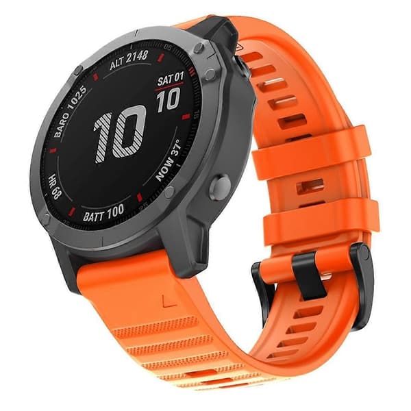 Til Garmin Fenix 6X 26mm silikonerem Orange