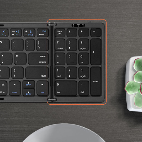 Vikbart tangentbord, Mini Uppladdningsbart Resetangentbord, Vikbart Portabelt Trådlöst Bluetooth-tangentbord med Känslighet för Windows iOS Android Mac, (Svart)