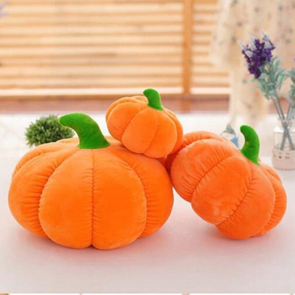 Halloween Pumpa Kudde Plysch stoppad leksak Docka Dekorativ Barn Orange Simulering Kawaii Frukt Säng Grönsakskudde Textil Ns2 Dia 40cm