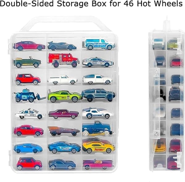 {YM}2-pak Dobbeltsidet Vitrine / Opbevaringsskab til Modelbiler – 46/92 Rum Hylde til Samlerbiler 1 2-Pack