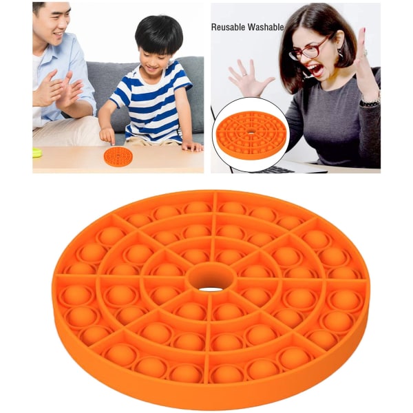 1 st Silikon Push Bubble Fidget Leksak Kläm Sensorisk Leksak Skolskoj Rund Orange