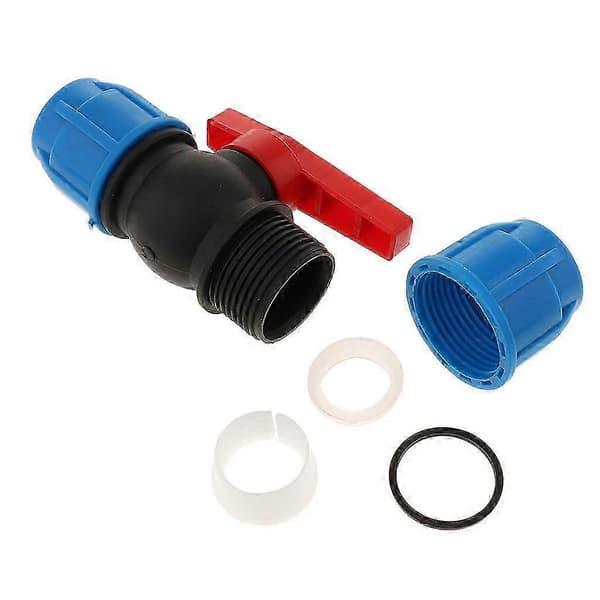 Slangekuleventilkobling, 20 mm rett rør-adapterfitting i plast 32mm Plastic Core
