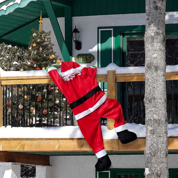 Jul hängande jultomten kostym utomhus klättring för dekoration Xmas tak ränna Yard Dcor