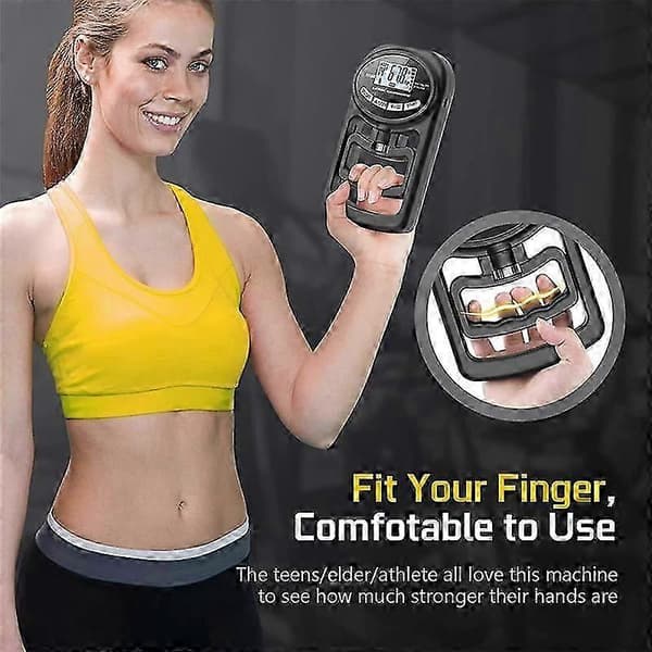 265 Lbs / 120 kg Hånd Dynamometer Grip Strength Trainer - Elektronisk Håndgreb Styrke Tester Grip S Black