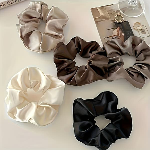 5 st Högelastiska Hårband i Satin – Mjuka, Icke-irriterande 5pcs Random Color