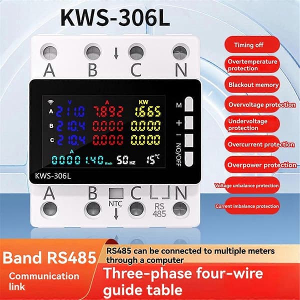 KWS-306L Strømmåler RS485 Version AC Energi Strøm Voltmeter Spænding