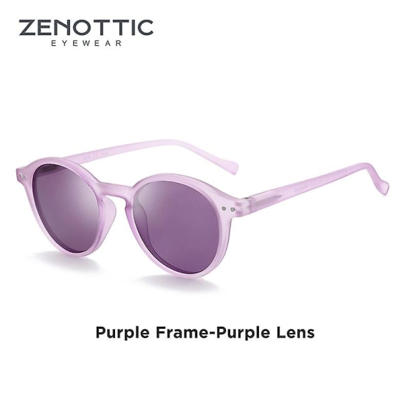 Retro polariserade solglasögon män dam vintage liten rund ram solglasögon polaroid lins Uv400 glasögon skärmar 026 Purple Lens