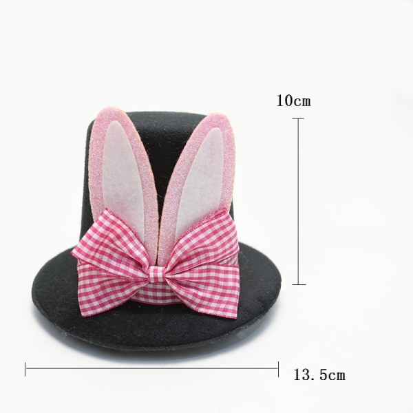 Ny påskfest Hårklämma Hatt Bow Bunny Ears High Hat Pink