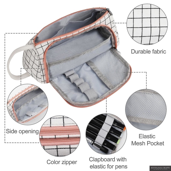 Case, canvas pennväska med stor kapacitet för förvaring av pennor, pennor och skolmaterial