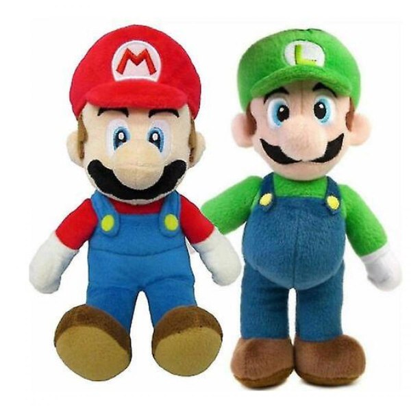 2 PC Super Mario Bros plyschdocka Mario Luigi Mjuka gosedjur Teddyleksaker Barnpresenter (2 st)