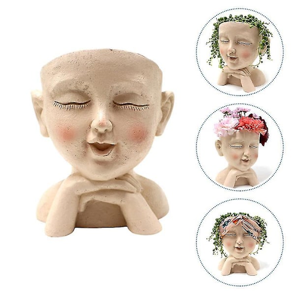 1 stk. Ansigt Figur Blomsterpotte