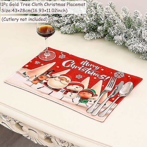 Nyår 2023 Linne Jultomtar Förkläde Juldekorationer För Hem Xmas Kökstillbehör Natal Navidad 2023 Noel Deco Placemat--35  Gold