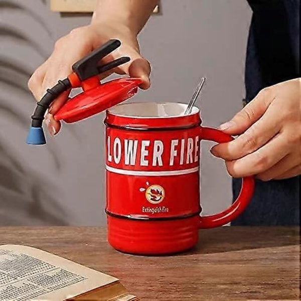 480 ml Brandslukker Krus Kreativt Kaffekrus, Sjovt Kontorkrus, Sjov Gavekrus til Mænd Kvinder Kolleger Venner Fødselsdag (LGL) Red