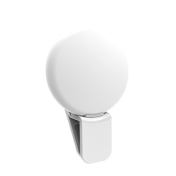 Mini Selfie LED Ring Light Udfyldningslys Clip Kompatibel med Mobiltelefon Liveudsendelse White