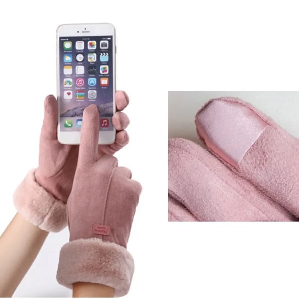 Nya Modehandskar Höst Vinter Söta Fluffiga Varma Vantar Fullfinger Vantar Kvinnor Utomhus Sport Damhandskar Skärm Pink One Size