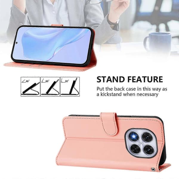 PU-deksel i solid farge for Redmi Note 14 Pro 5G / 14 Pro+ 5G Pink