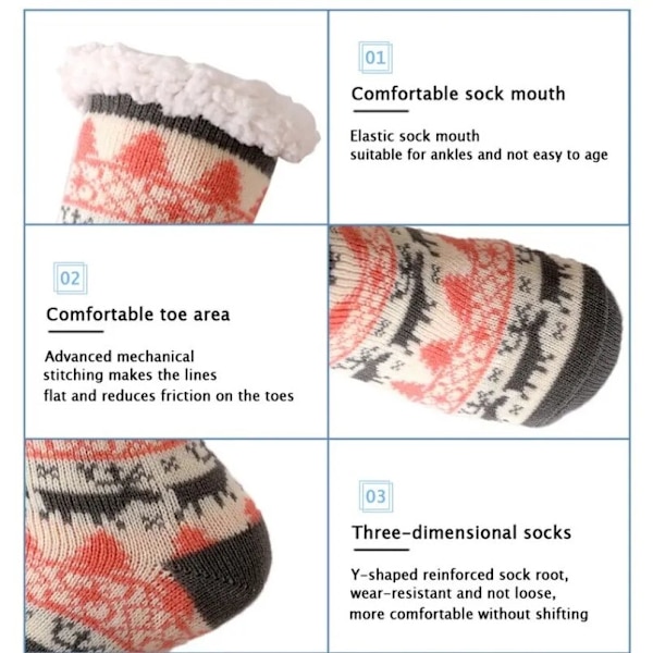 Vinter Varme Sokker Kvinder pingvin Plys Bløde Kvinder Skridsikre Gulv Hjemmesko Korte Sokker Fuzzy Fluffy Hjort Elg Bjørn Julegave deer coffee One Size