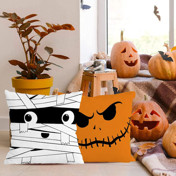 Happy Halloween Putetrekk Søt Svart Katt Mumie Zombie Ansikt Kastepute Putetrekk Kreativ Design Hjem Sofa Stol Dekor