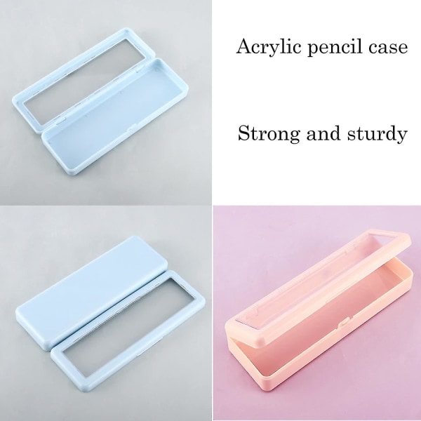 2 delar av genomskinlig plast case med lock, akryl plast brevpapper case i bulk, lämplig kompatibel med skolmaterial