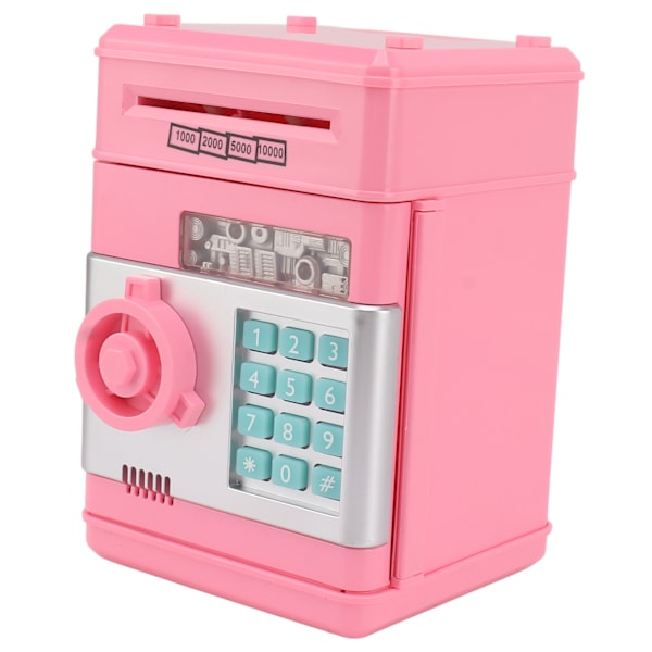 2 Modi ATM Sparegris Digital Elektronisk Papirpenger Mynt Sikker Boks Spareboks med 7 Musikkspor for Barn Rosa 0.7