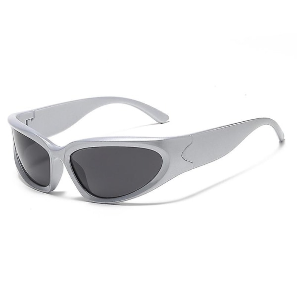 Populära damsolglasögon Punksolglasögon Unika sportsolglasögon män Uv400 Goggle Shades Spegel Färgglada Y2k-glasögon silver black