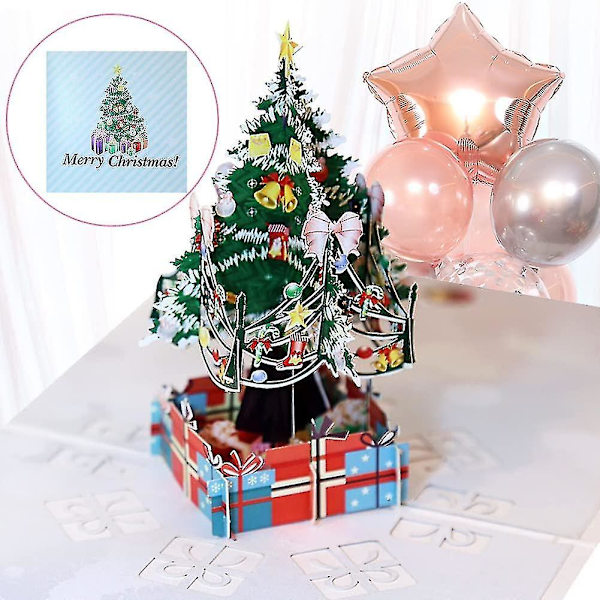 2 stycken Julkort, God Jul Träd 3D-kort Laserskuret Papper Julkort Gåvor