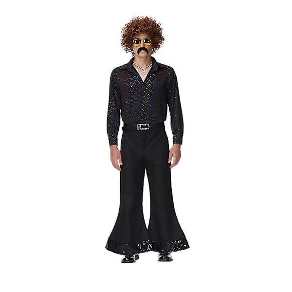 70-luvun discoasu miehille ja naisille, discohaalari disco-nukke Halloween-asu