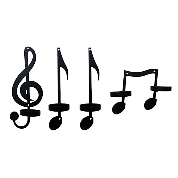 4 st/set svart musik vägglampa ljusstake