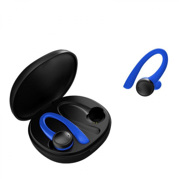 Trådlösa Bluetooth 5.0 In-Ear-hörlurar, inbyggd mikrofon med case för Work Travel Gym (blå)
