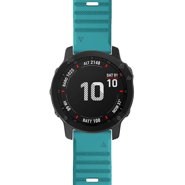 Til Garmin Fenix 6X 26mm silikonerem Blue Green