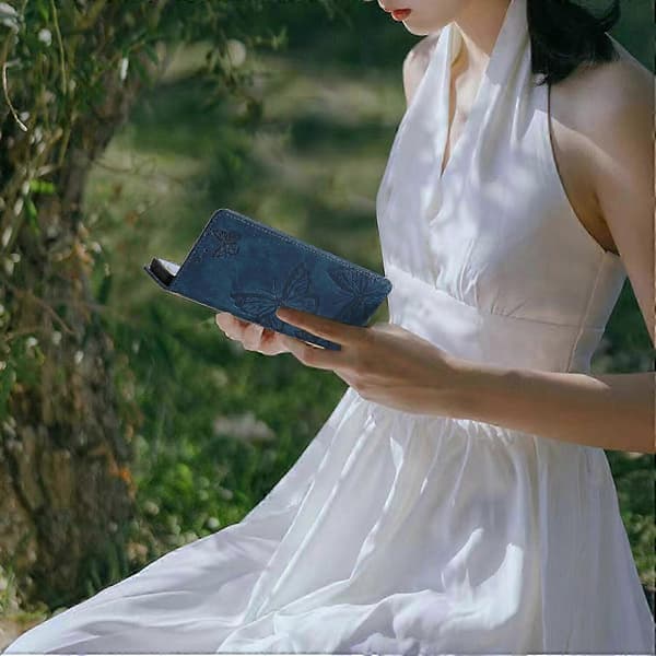 Etui til Samsung Galaxy S21 FE 5G Flip Folio-deksel med sommerfugl E... Blue